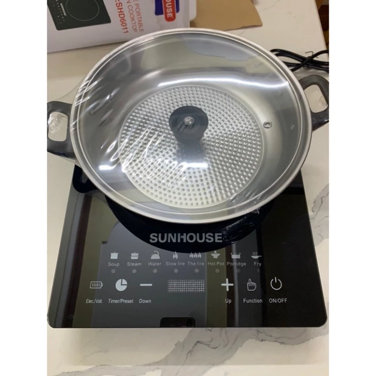 Bếp từ SH6011 tặng kèm nồi, chế độ nấu đa dạng: Lẩu, xào, súp, đun nước, nướng, chiên [BH: 1 Tháng]