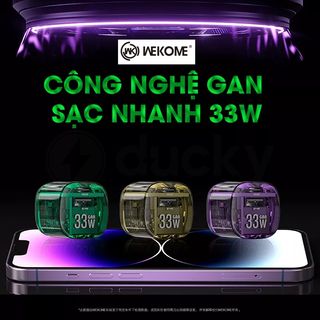 Cóc sạc nhanh 33w Wekome WP-U115 PD QC3.0 (1 cổng usb, 1 cổng Type-C) chính hãng [BH 1 năm]
