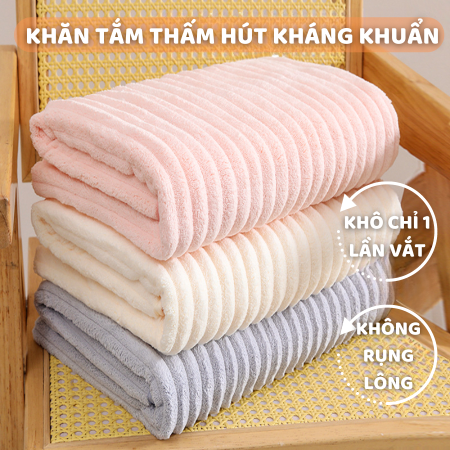Khăn tắm Cotton mới , thấm hút, kháng khuẩn không rụng lông BH: NONE]
