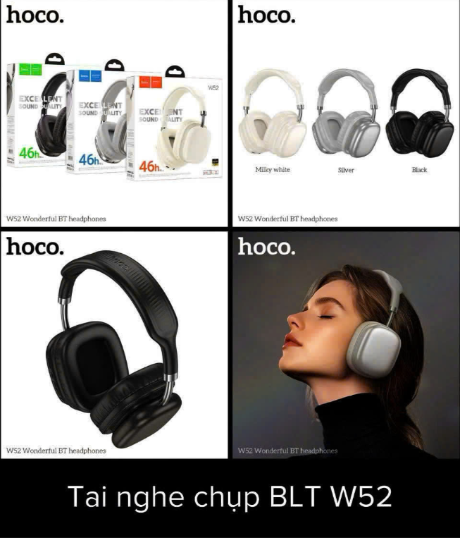 Tai nghe chụp tai bluetooth HOCO W52 mẫu mới chụp tai siêu đẹp [BH 1 Năm]