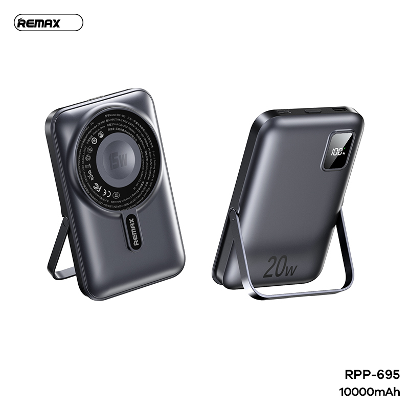 Pin sạc nhanh 22.5w không dây REMAX RPP-695 Magnetic 10.000mAh dự phòng QC3.0+PD 22.5W chính hãng [BH 1 năm]