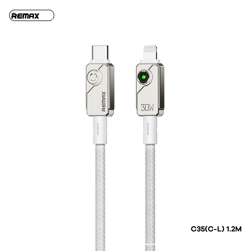 Cáp sạc nhanh 30W Remax C35 (c-l) cáp Type C ra Iphone  dài 1m2 có đèn báo sạc chính hãng [BH 1 Năm]
