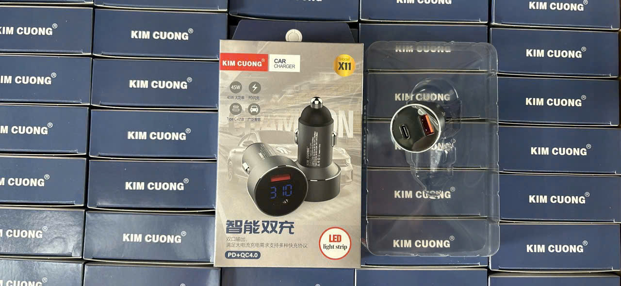 Cóc sạc nhanh 45w tẩu xe hơi Kim Cương X11 PD QC3.0, Có led hiển thị sạc nhanh 2 cổng (1 cổng usb+ 1 cổng Type C)[BH 6 THÁNG]