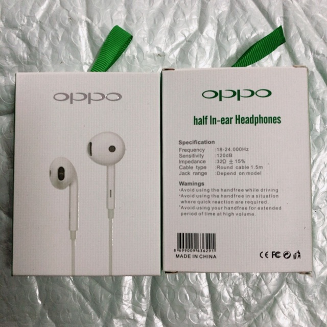 Tai nghe có dây 3.5 Oppo Zin hộp vuông trắng xanh có móc treo [BH 3 tháng] / pktn sale