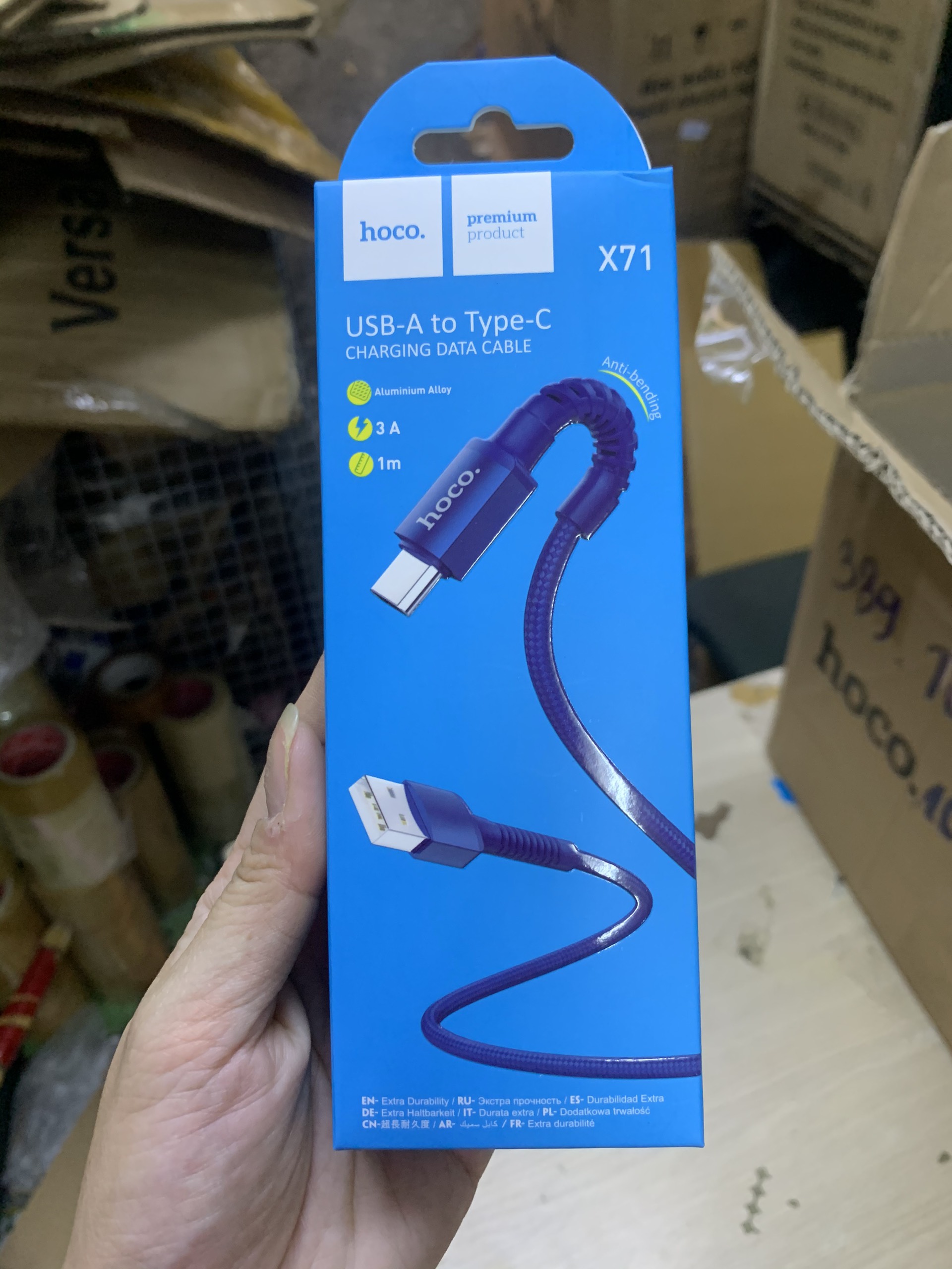 Cáp sạc nhanh dây dù HOCO X71 usb ra Type C 2.4A dài 1m chống đứt gãy chính hãng [BH 1 NĂM] / pktn sale