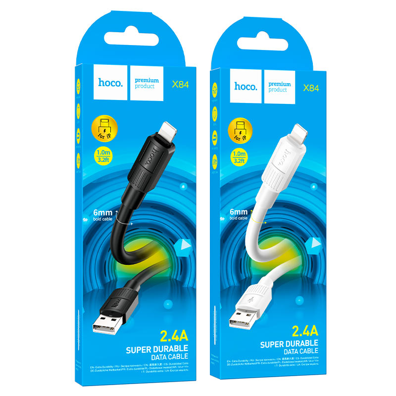 CÁP SẠC NHANH 2.4A HOCO X84 USB RA IPHONE 1M DÂY SILICON CHÍNH HÃNG [BH: 1 NĂM]