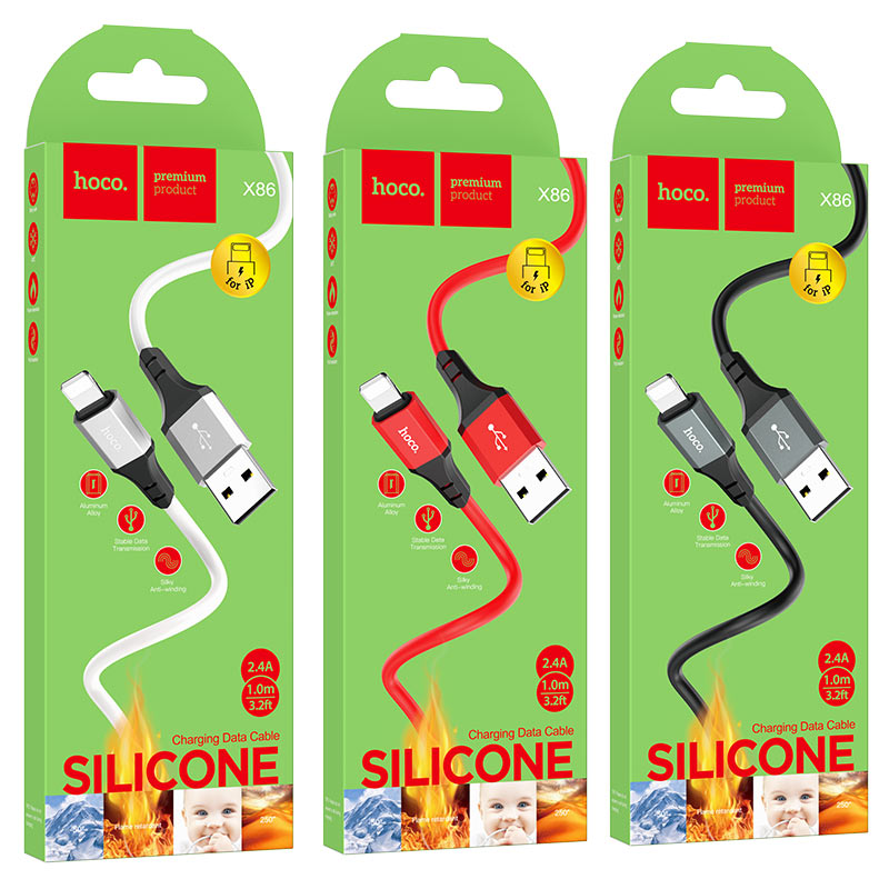 Cáp sạc nhanh dây dù HOCO X86 usb ra Iphone dài 1M chính hãng [BH 1 Năm]
