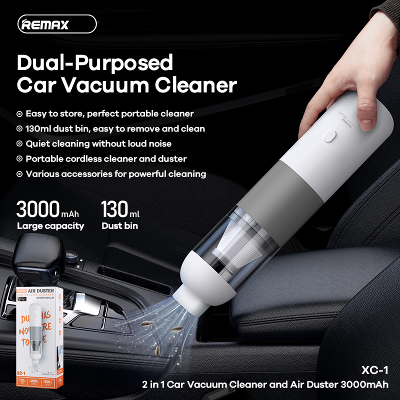 Máy hút bụi không dây cầm tay mini Remax XC-1 pin 3000mAh dung tích 130ml chính hãng [BH: 3 tháng]