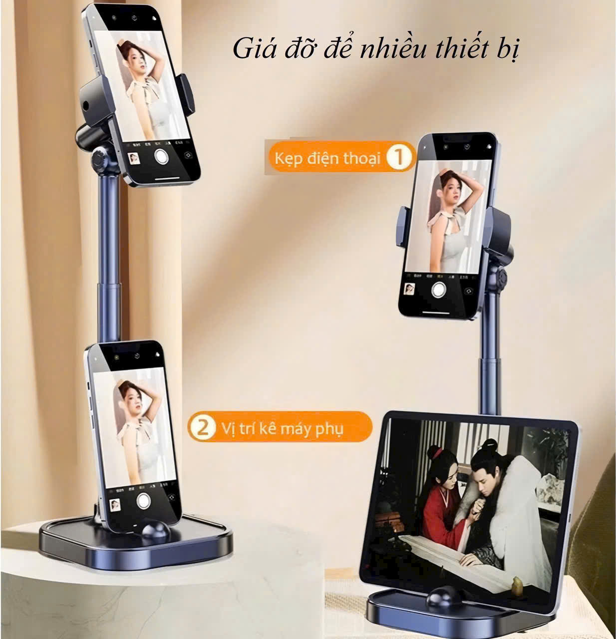 Giá đỡ kẹp điện thoại để bàn hộp kim nguyên khối mẫu vuông mới siêu tiện lợi