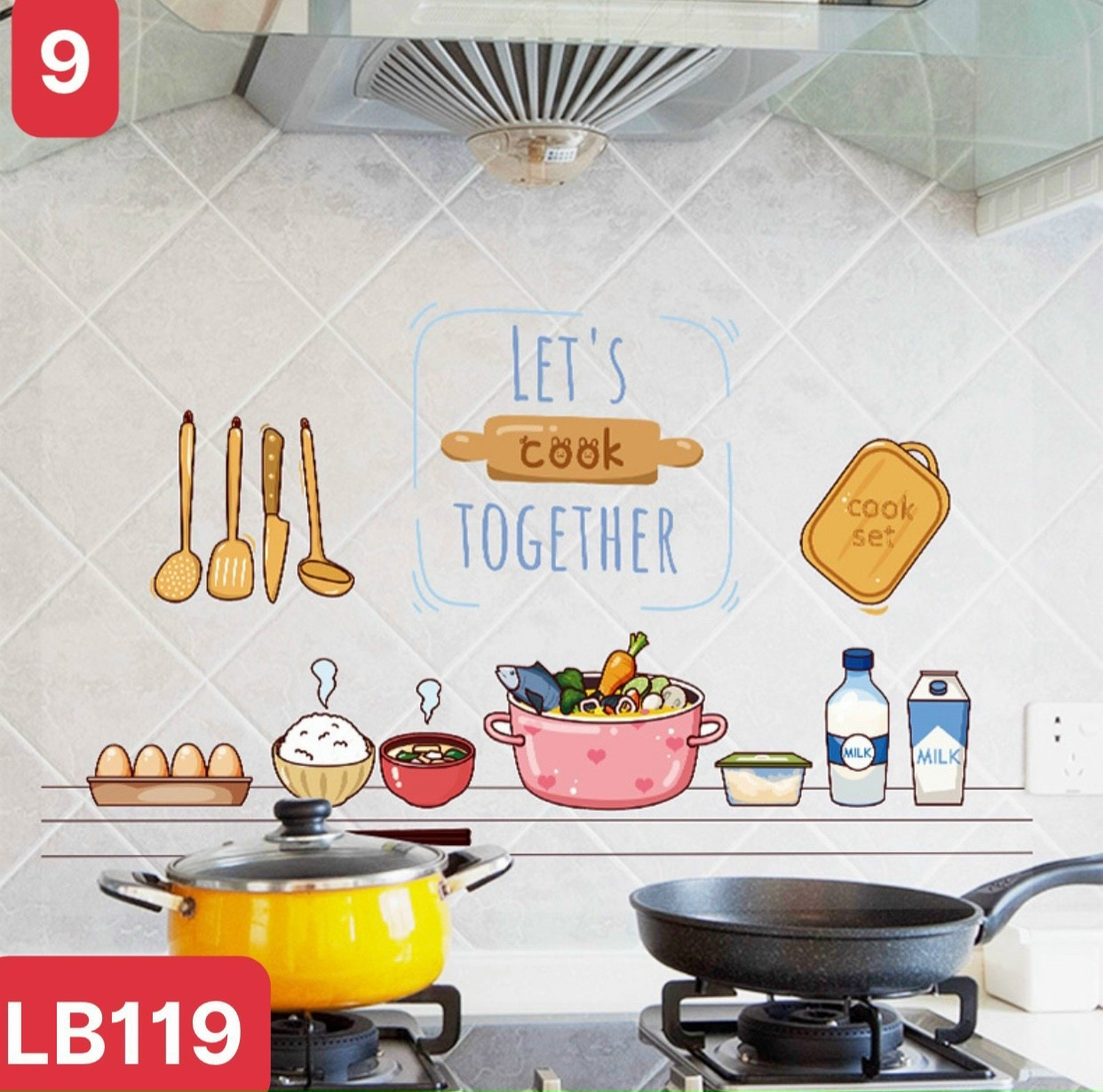 Decal dán tường size 60cm x 90cm họa tiết cute chống dầu mỡ, cách nhiệt- nhiều hình ngẫu nhiên