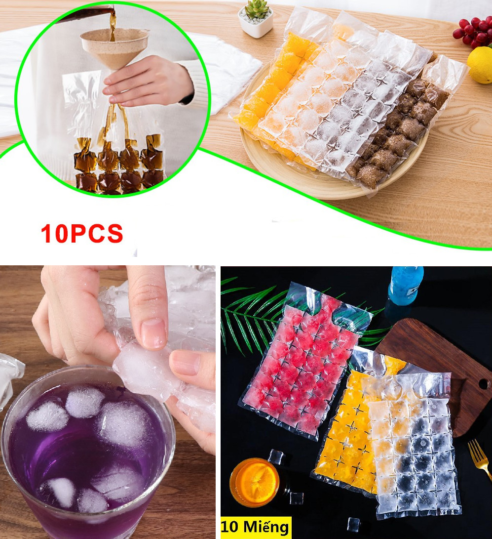 Set 10 túi làm đá viên sử dụng một lần / pktn sale