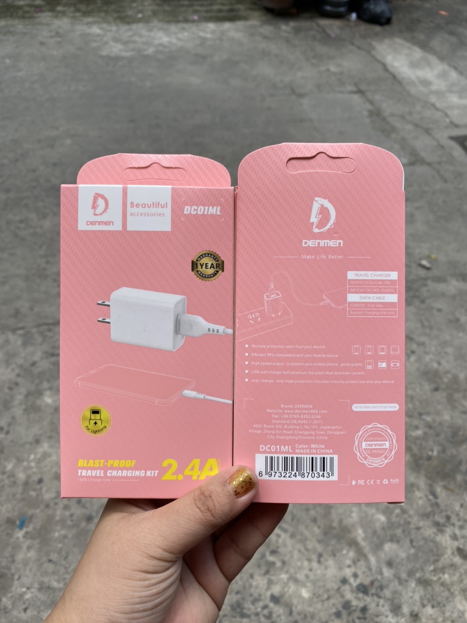 Bộ sạc nhanh Iphone Denmen DC01ML usb ra iphone Lightning 2.4A chính hãng [BH 1 năm] / pktn sale