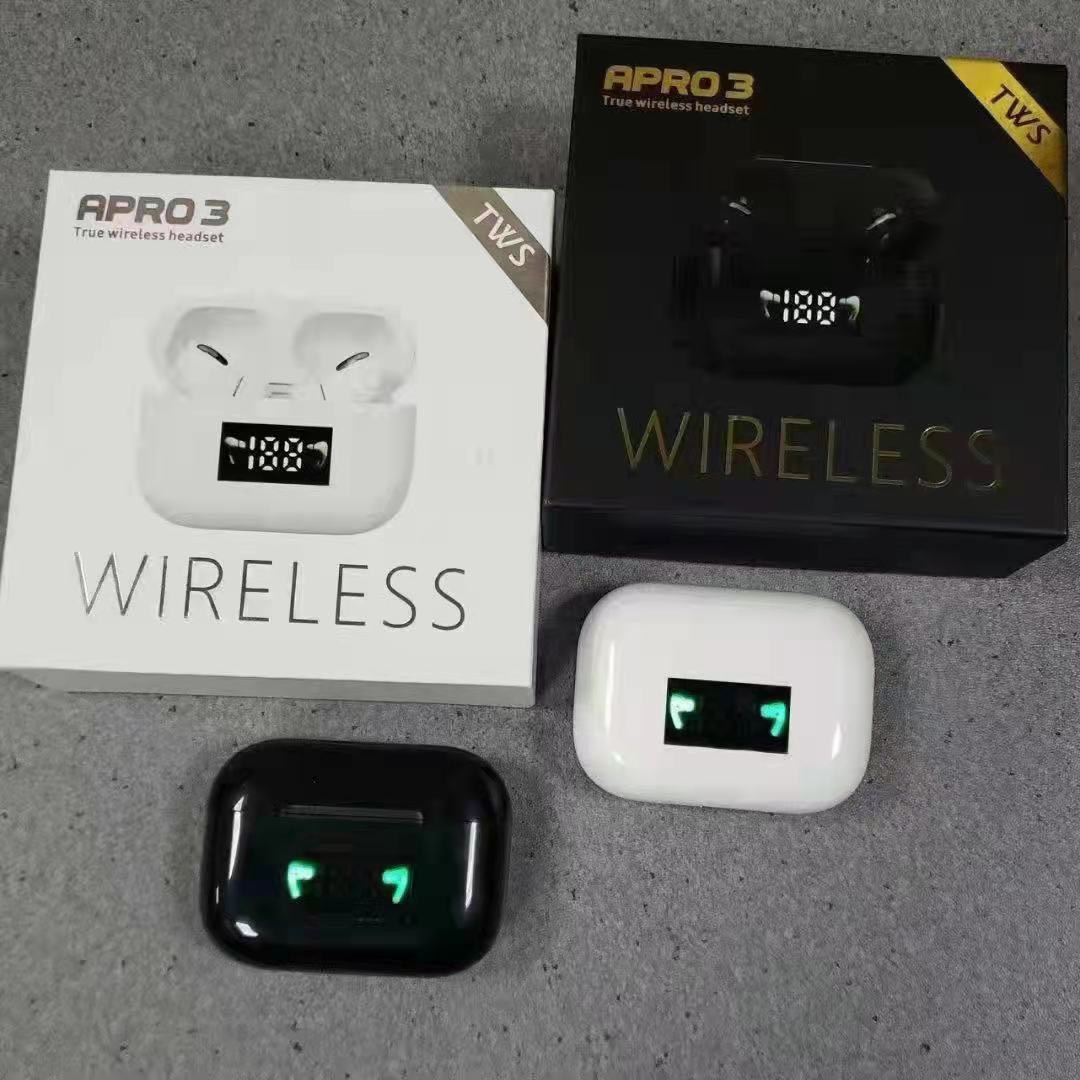 Tai nghe bluetooth APRO3 TWS (2 tai có doc sạc, có nút cao su) có màn hình LCD [BH 3 tháng]