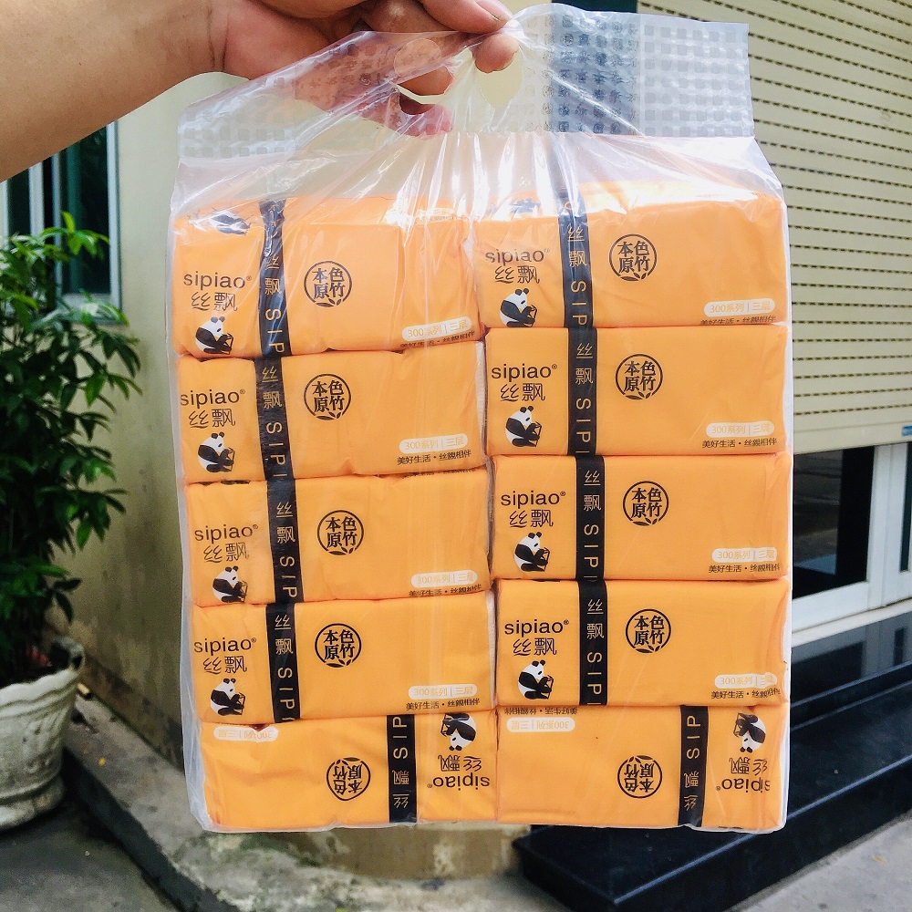 Bịch 10 gói khăn giấy Gấu Trúc Sipiao loại 1 NỘI ĐỊA TRUNG 300 tờ [BH: NONE]