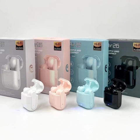 Tai nghe bluetooth AIR-26 2 tai (có doc sạc) kiểu dáng pro3 nhiều màu  [BH 3 tháng]