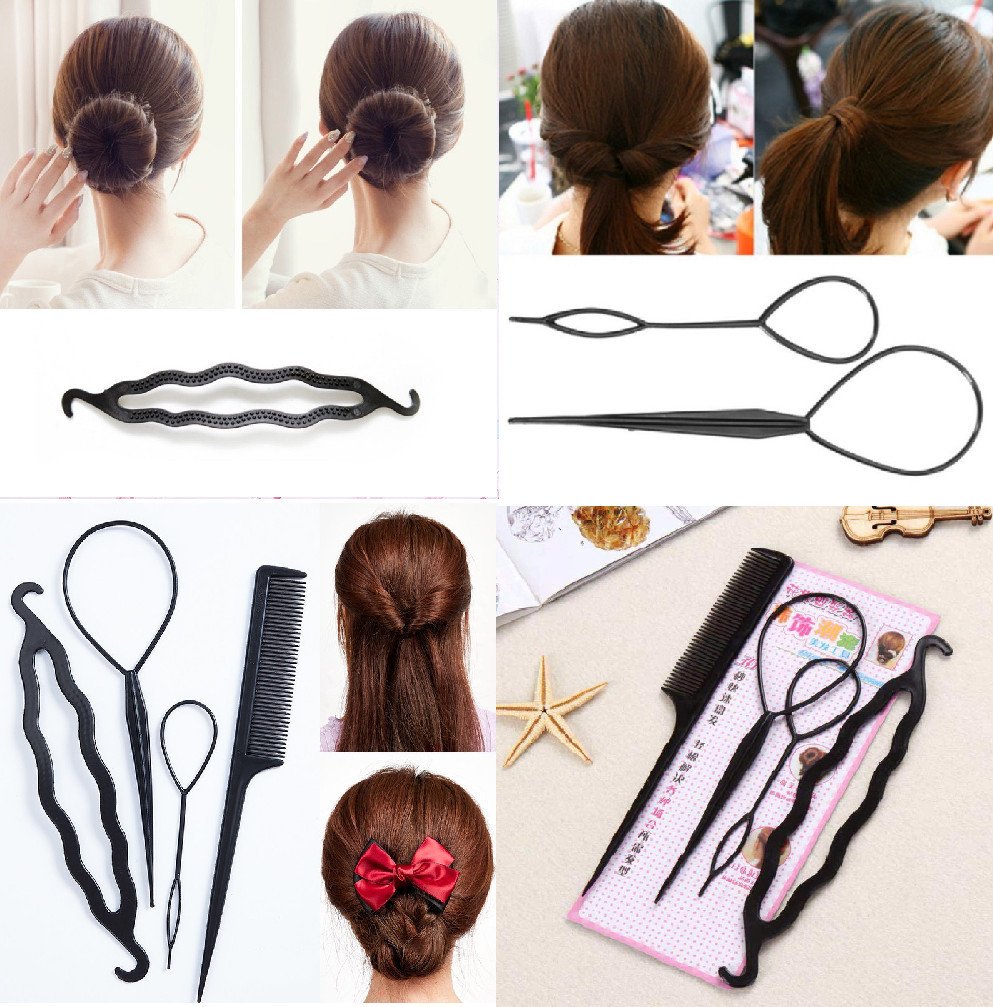 Bộ dụng cụ làm tóc 4 món tạo kiểu tóc, búi tóc cho bé gái / pktn sale
