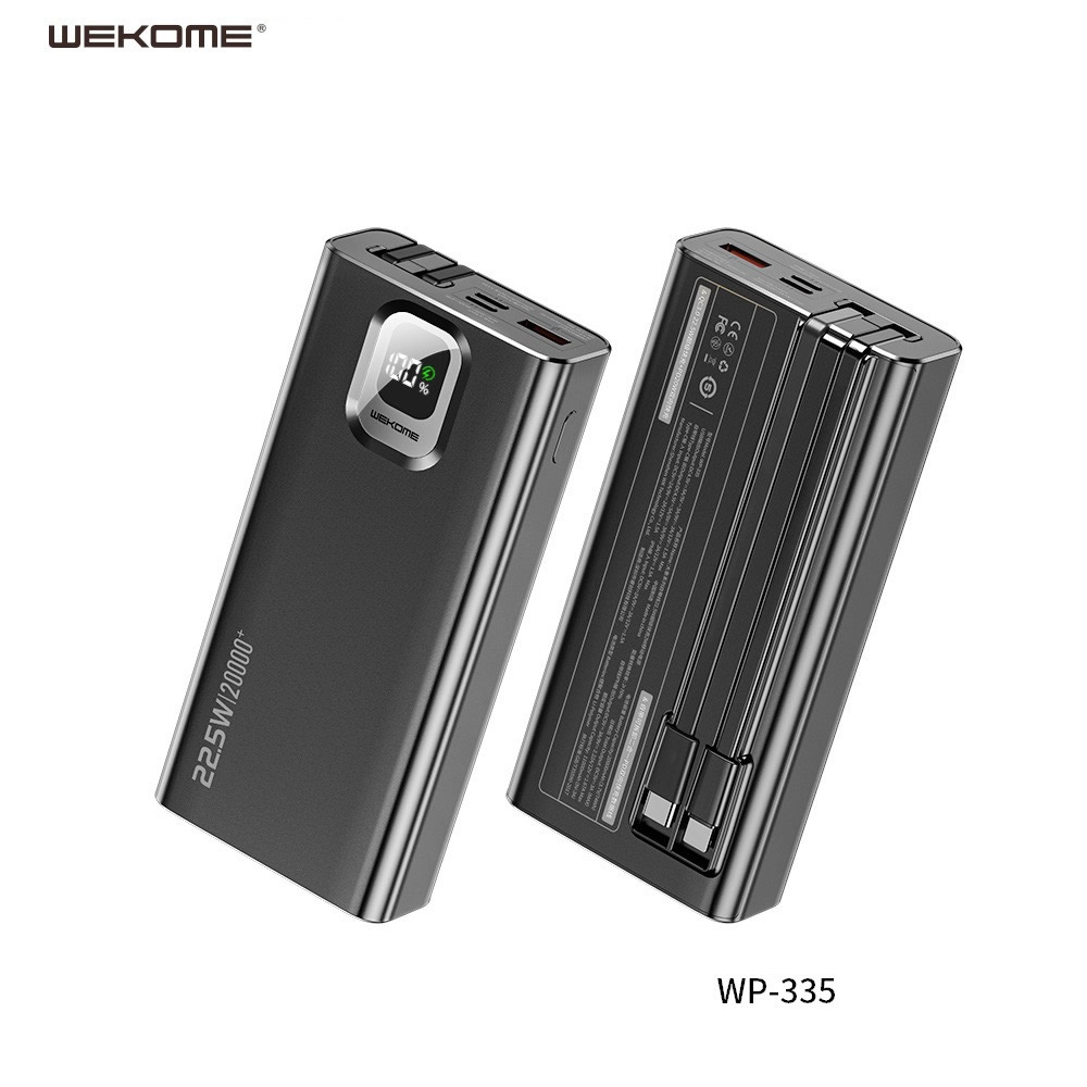 Pin sạc nhanh 22.5w Wekome WP-335 20.000mAh kèm cáp liền pin dự phòng chính hãng QC3.0+PD 22.5W [BH 1 năm]