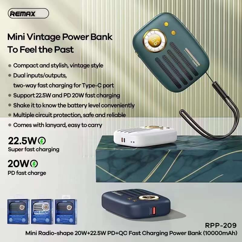 Pin sạc nhanh 22.5w Remax RPP-209 10.000mAh dự phòng PD QC3.0 nhỏ gọn chính hãng [BH 1 năm]