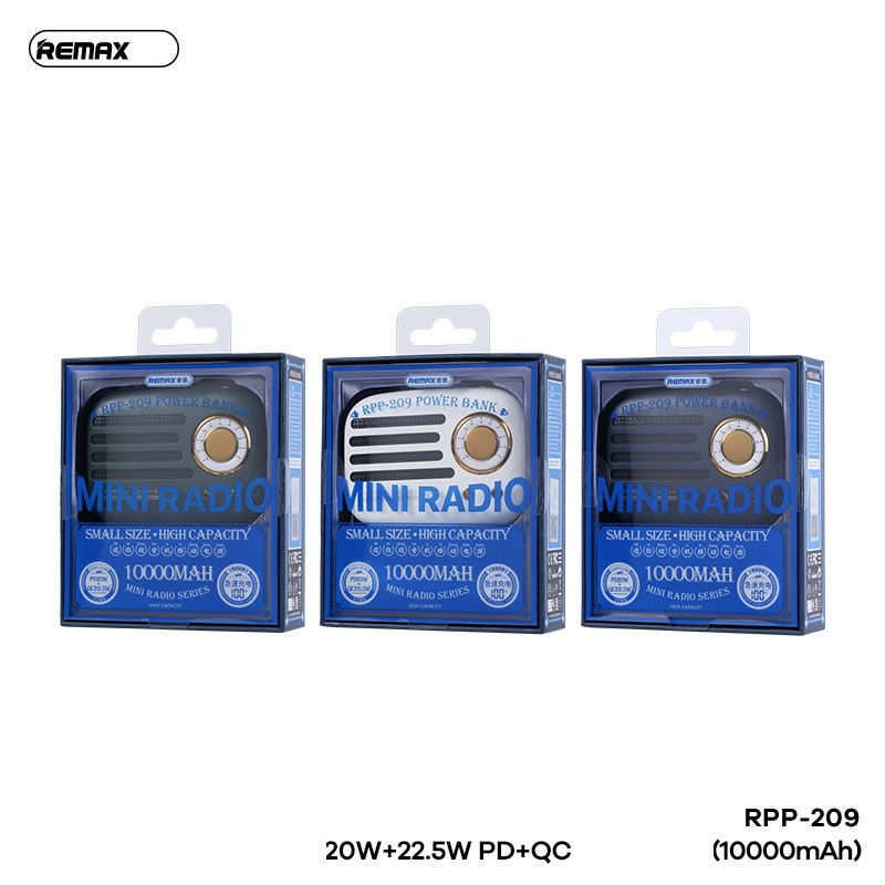 Pin sạc nhanh 22.5w Remax RPP-209 10.000mAh dự phòng PD QC3.0 nhỏ gọn chính hãng [BH 1 năm]