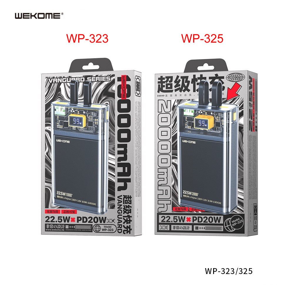 Pin sạc nhanh 22.5w Wekome WP-325 20.000mAh thiết kế trong suốt lộ mạch dự phòng chính hãng QC3.0+PD 22.5W [BH 6 tháng]