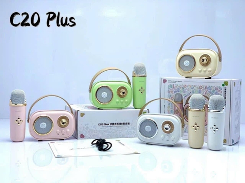 Loa bluetooth karaoke mini xách tay C-20 PLUS, tặng kèm 1 micro kiểu cổ điển siêu đẹp [BH: 3 THÁNG]