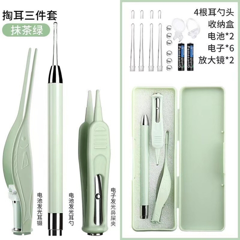 Bộ lấy ráy tai có kính lúp hộp xanh xịn sò có led [BH: NONE]