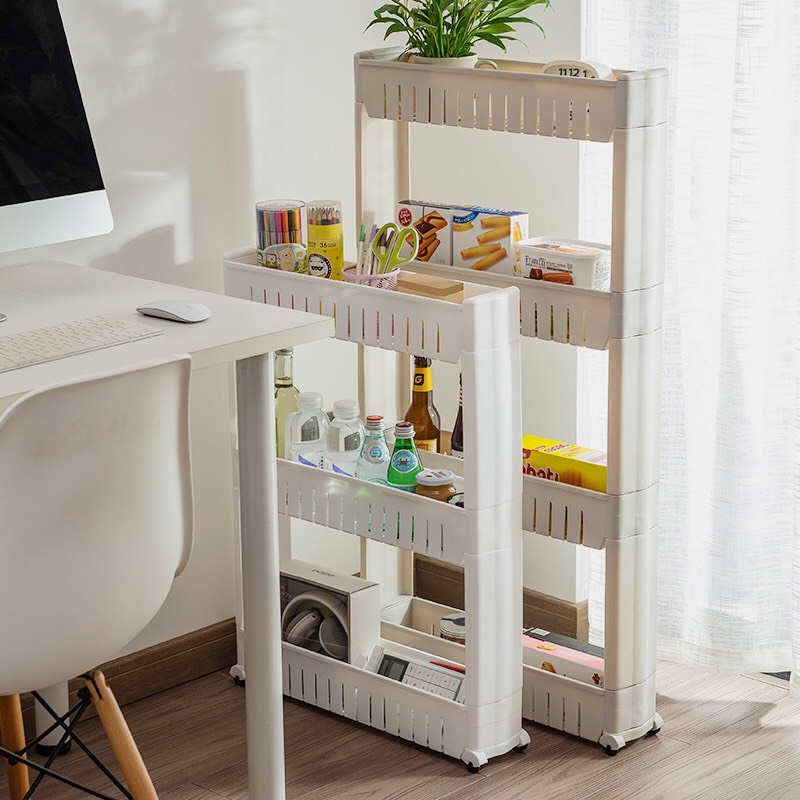 Kệ nhựa nhà tắm 3 tầng có bánh xe đựng dầu gội, sữa tắm, khăn, vật dụng v.v tiện lợi [BH: NONE] / pktn sale