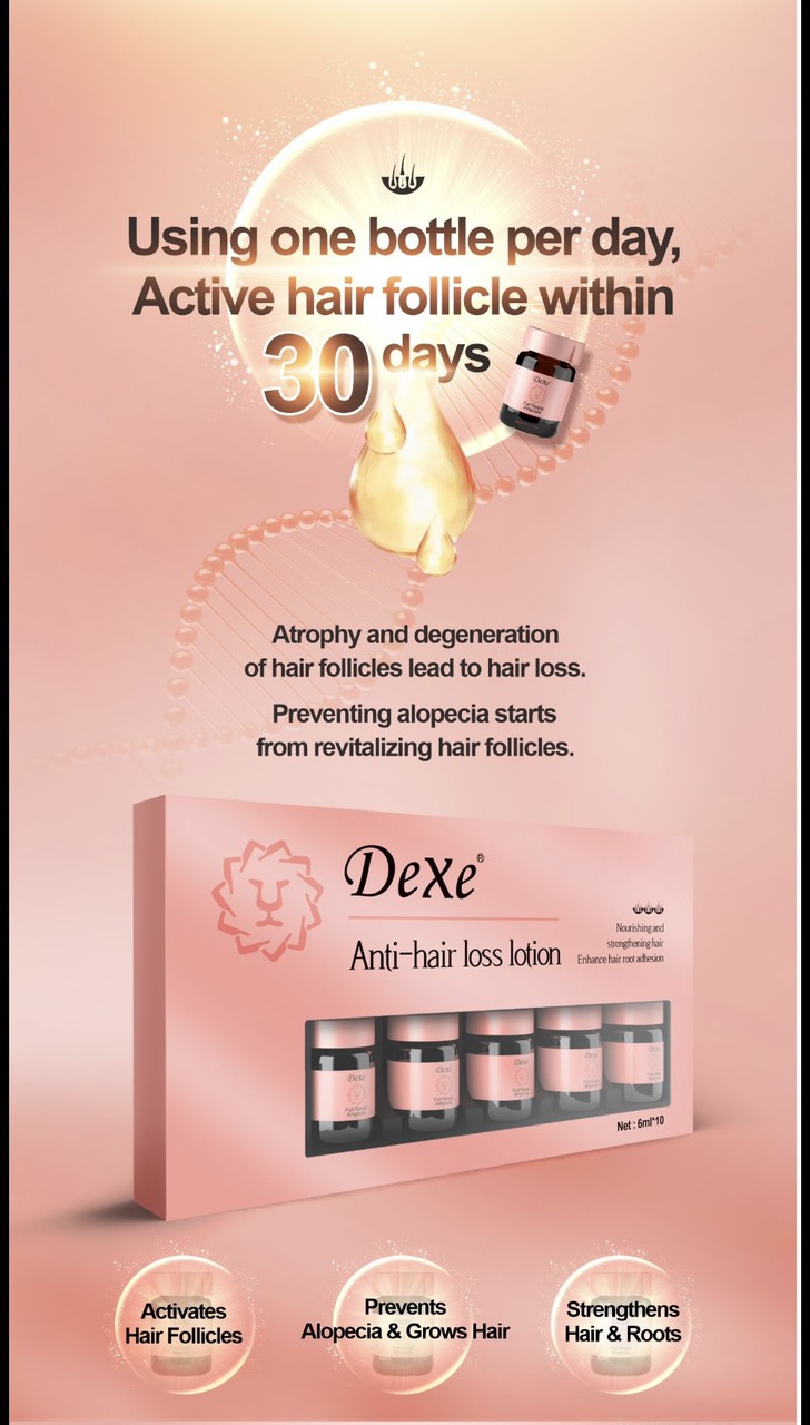Lotion, kem dưỡng tóc  ĐIỀU TRỊ HÓI, RỤNG TÓC Dexe hộp 10 lọ mỗi lọ 6ml [BH: NONE] / pktn sale