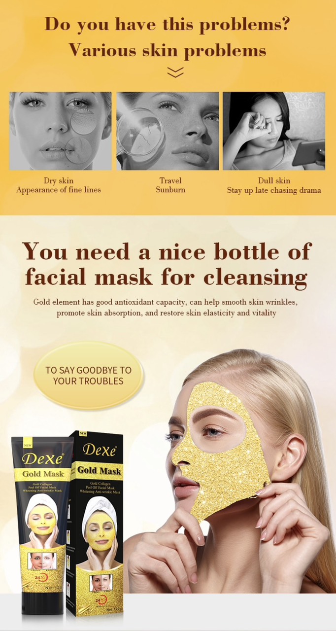 Tuýp lột mặt nạ Vàng Collagen Dexe mask net 120gr chính hãng Anh [BH: NONE] / pktn sale