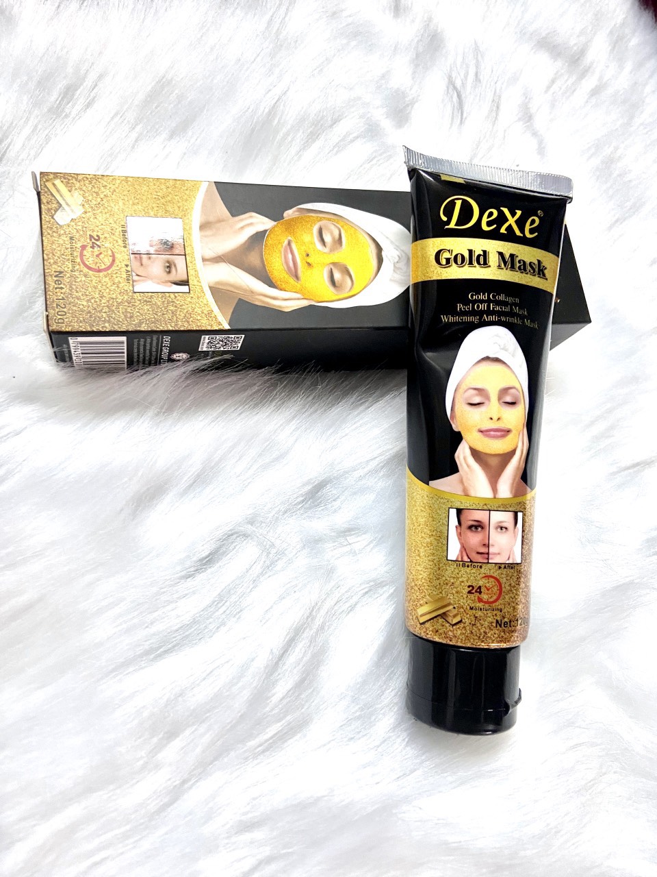 Tuýp lột mặt nạ Vàng Collagen Dexe mask net 120gr chính hãng Anh [BH: NONE] / pktn sale