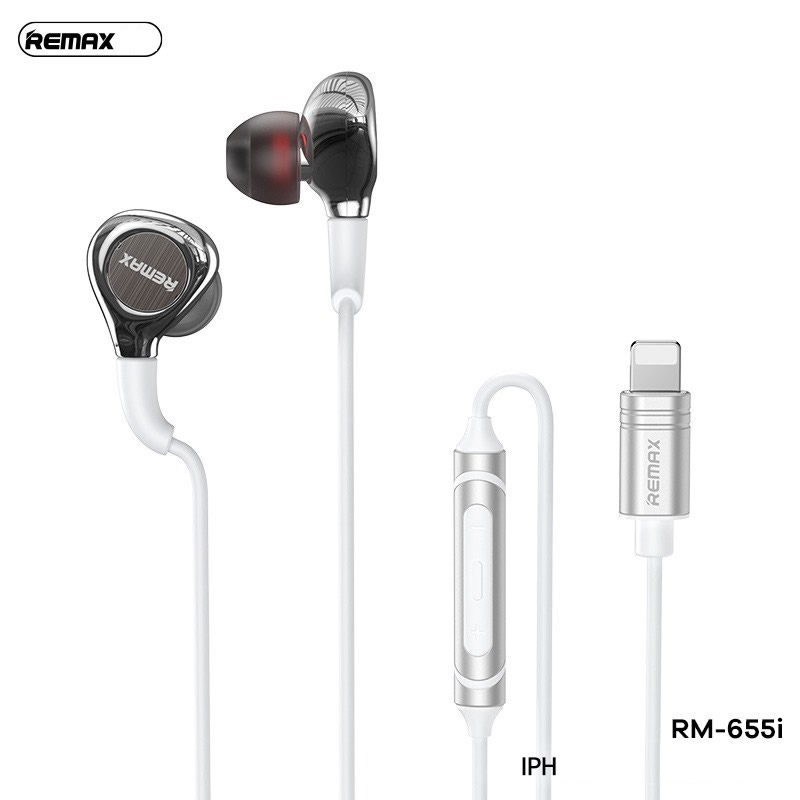 Tai nghe có dây lightning REMAX RM-655i cổng iphone chính hãng [BH 1 năm]