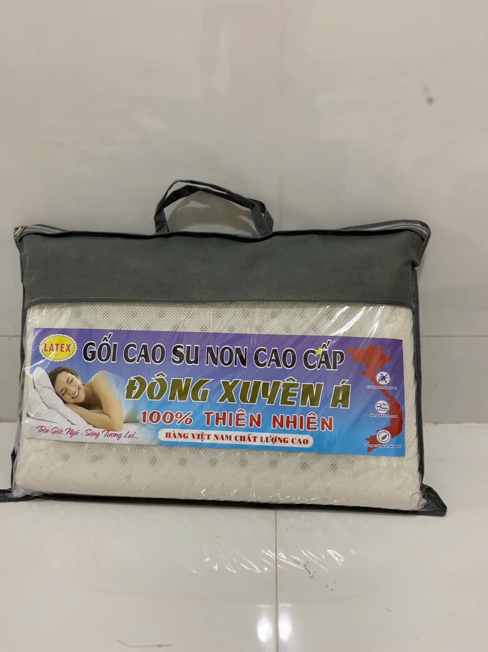 Gối cao su non 100% thiên nhiên chính hãng Đông Xuyên Á (xịn)  [BH: NONE]