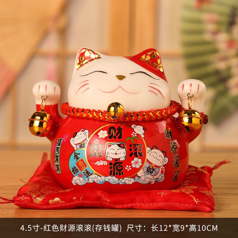 Tượng mèo THẦN TÀI chiêu tài lộc, may mắn tay cầm lục lạc size 10cm- màu ngẫu nhiên [BH: NONE] 1l1d11