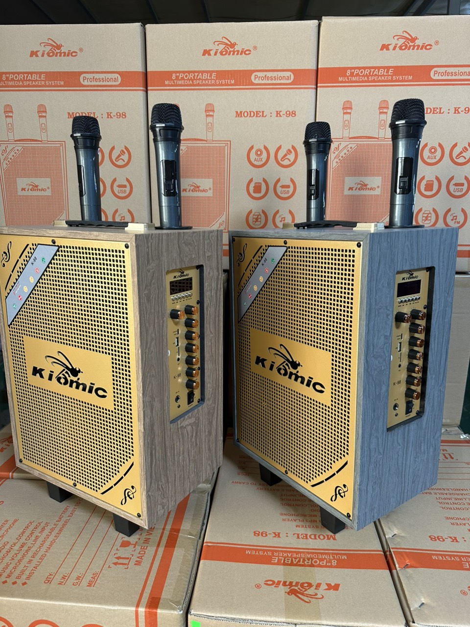 Loa kéo KIOMIC K-98 bluetooth Karaoke K98 (360x270x510mm) kèm 2 micro không dây mẫu mới 2024 chui sạc Type C [BH 6 Tháng] / pktn sale