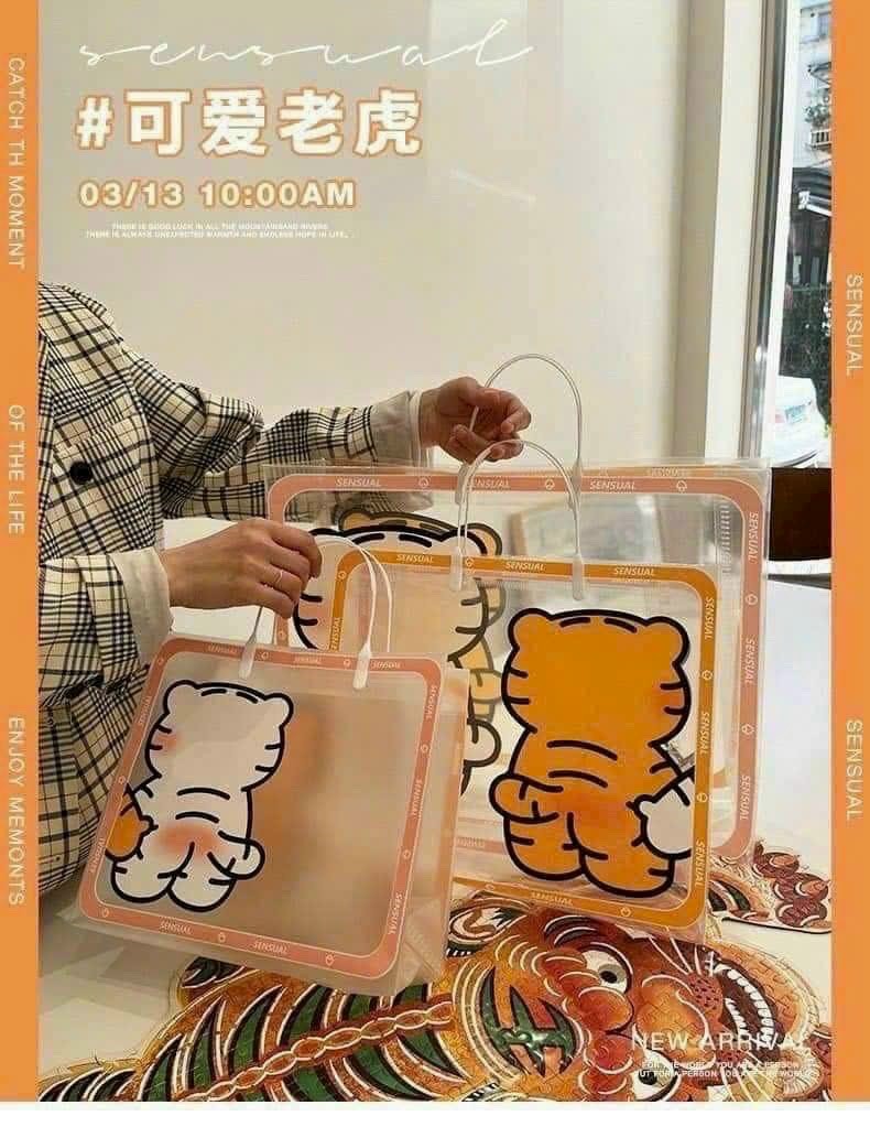 Set 3 túi trong suốt họa tiết Cọp con cute 3 SIZE [BH: NONE] 1l1d8