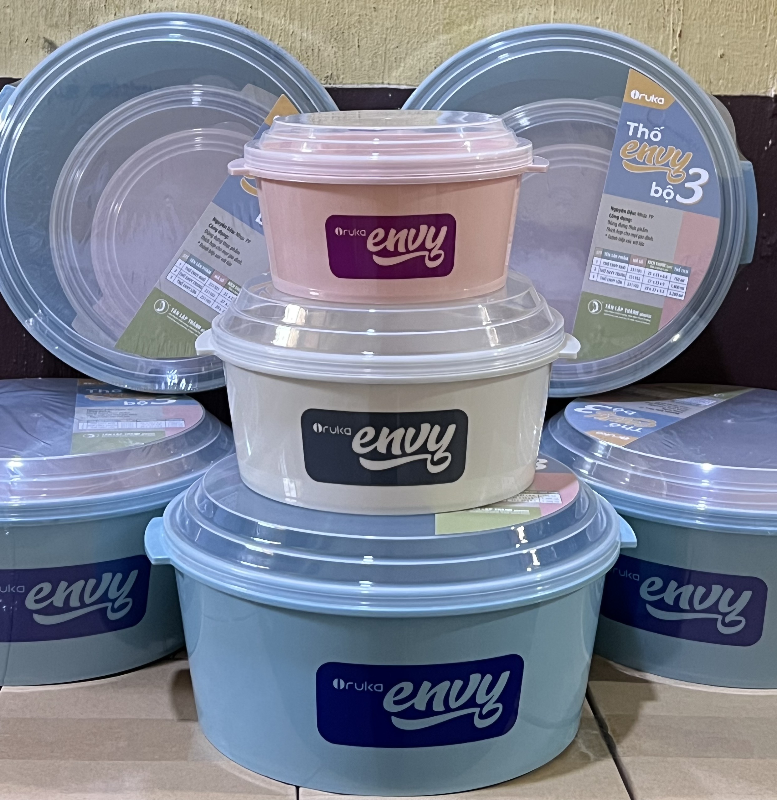 Bộ 3 thố nhựa xuất Nhật TLT ORUKA có nắp đậy 3 size đựng thực phẩm, đồ tủ lạnh siêu tiện [BH: NONE]