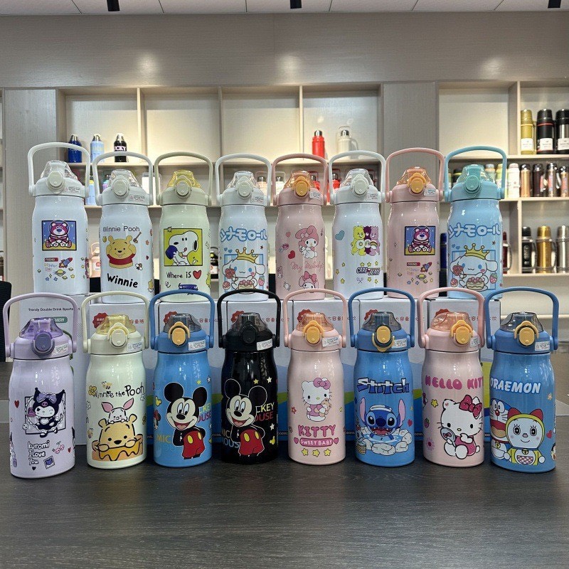 Bình giữ nhiệt 1000ml cho bé Monster tears / bình labu họa tiết hoạt hình, kuromi, winnie v.v - Mẫu về tùy lô [BH: NONE]