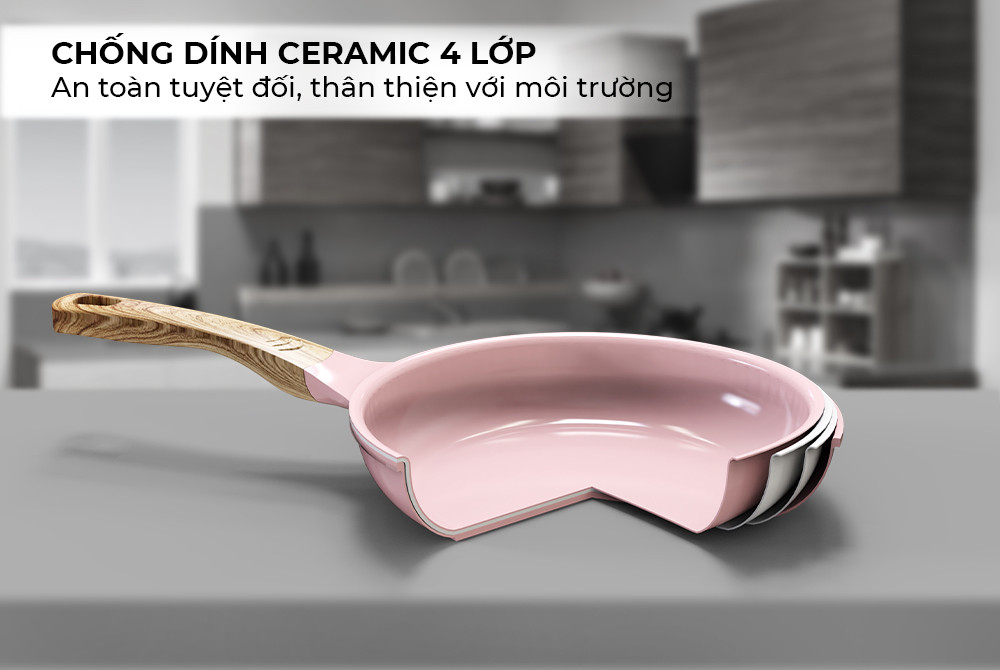 Chảo Chống dính Sunhouse Dura Pro DP26 đáy từ Size 26cm, tay cầm cán gỗ chống nóng [BH: NONE]