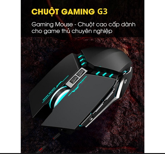 Chuột gaming có dây DEIOG G3 có 5 nút hỗ trợ app led RGB 16 triệu màu 2400 DPI chính hãng [BH 1 năm]