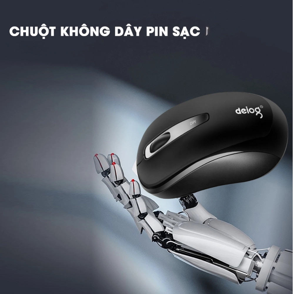 Chuột không dây Màu Đen, Xanh DEIOG Q2 pin sạc 3 nút silent chống ồn 1600DPI chính hãng [BH 1 năm]