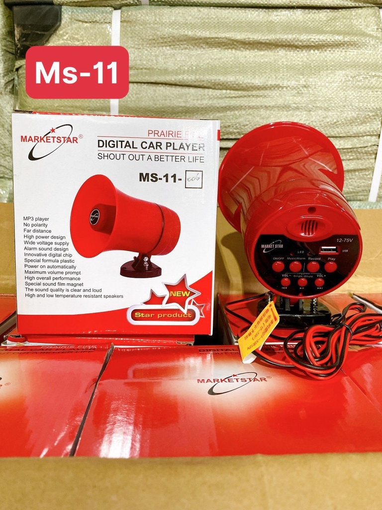 Loa phóng thanh cầm tay MS-11 (có dây nối bình, ko có kẹp bình) (ghi âm phát lại, phát nhạc usb, loa rao vặt) MS11 [BH 3 tháng]