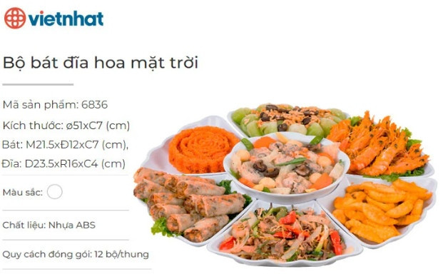 Bộ tô đĩa 7 chi tiết nhựa SUNFLOWER VN6836 size lớn phù hợp ngày lễ, cúng kiếng, decor [BH: NONE]