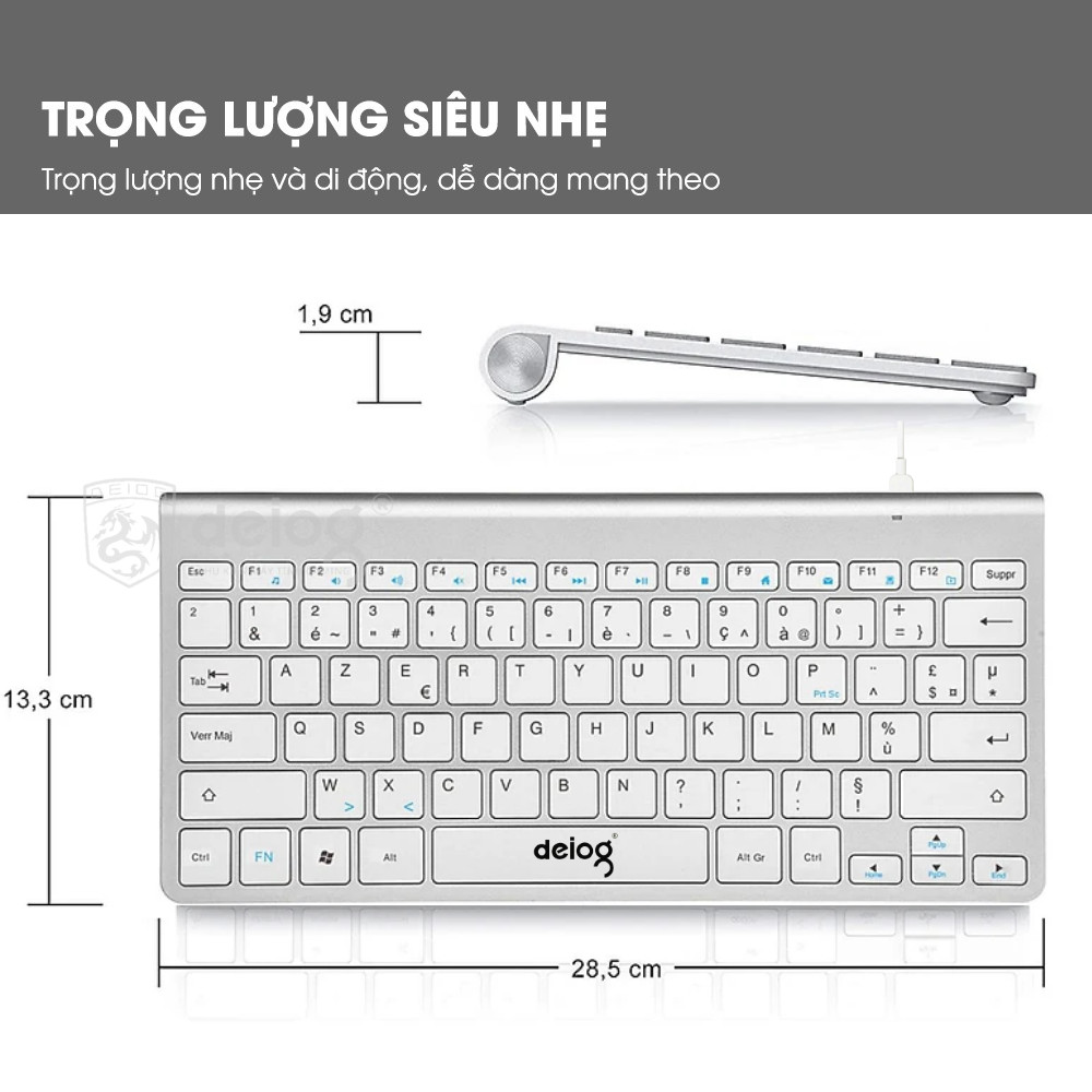 Bàn phím cơ có dây Deiog Dy-901 SIÊU MỎNG CHỈ 6MM mini thiết kế nhỏ gọn chính hãng [BH 1 Năm]