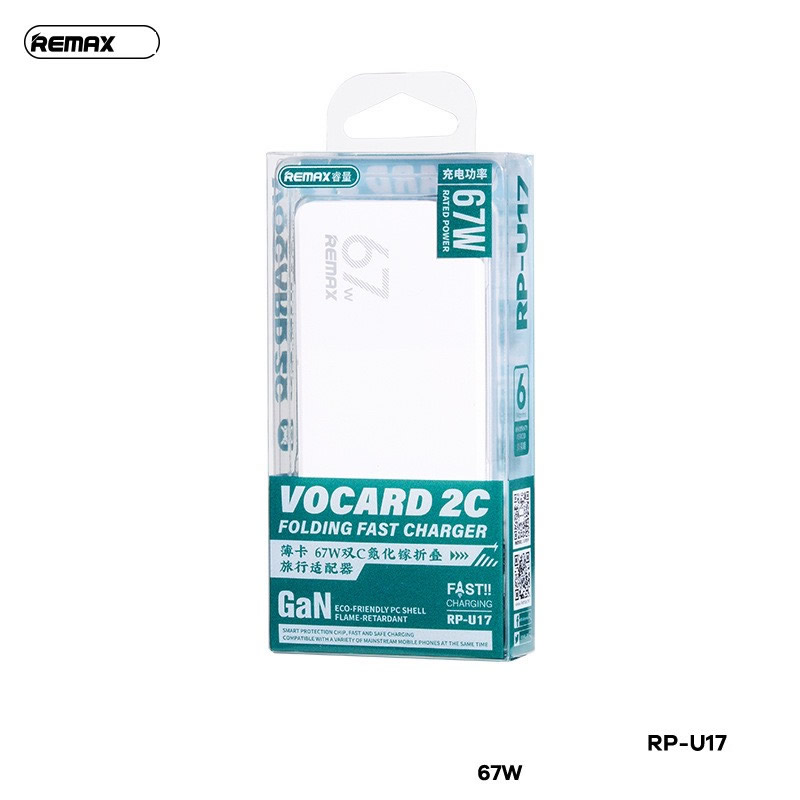 Cóc sạc nhanh 67W Remax RP-U17 2 cổng Type C GaN chính hãng [BH: 1 NĂM] 9l5d7