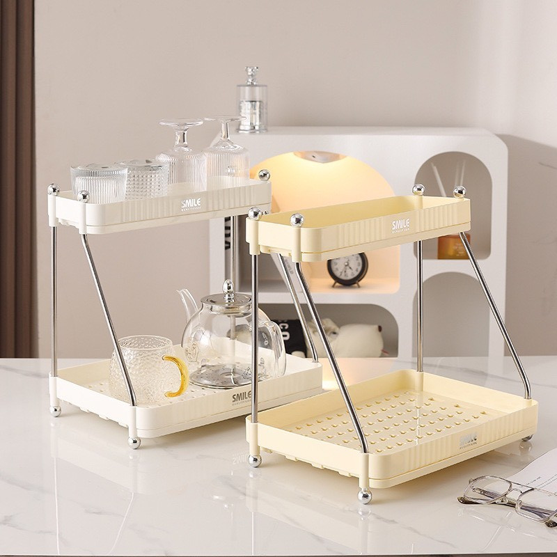 Kệ úp ly, bình nước SMILE 2 tầng, khung kim loại có lỗ thoát nước [BH: NONE] 1l1d8