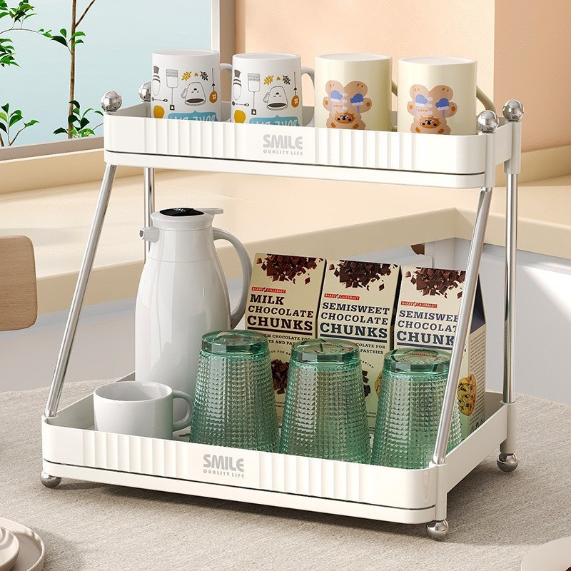 Kệ úp ly, bình nước SMILE 2 tầng, khung kim loại có lỗ thoát nước [BH: NONE] 1l1d8