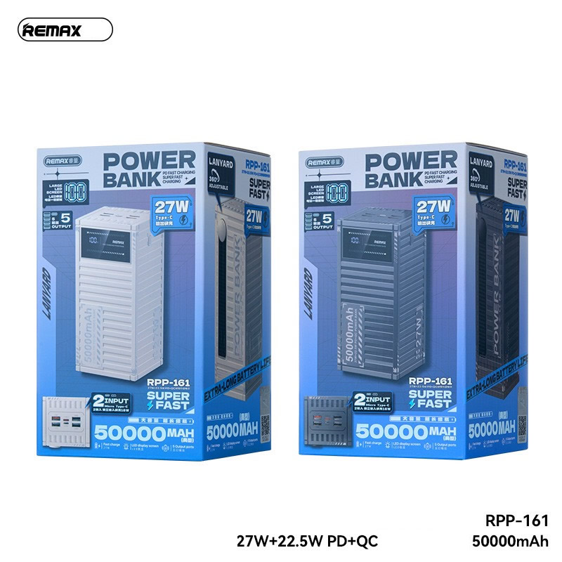 Pin sạc nhanh 27w Remax RPP-161 50.000mAh dự phòng PD 22.5w QC3.0 chính hãng [BH: 1 NĂM]