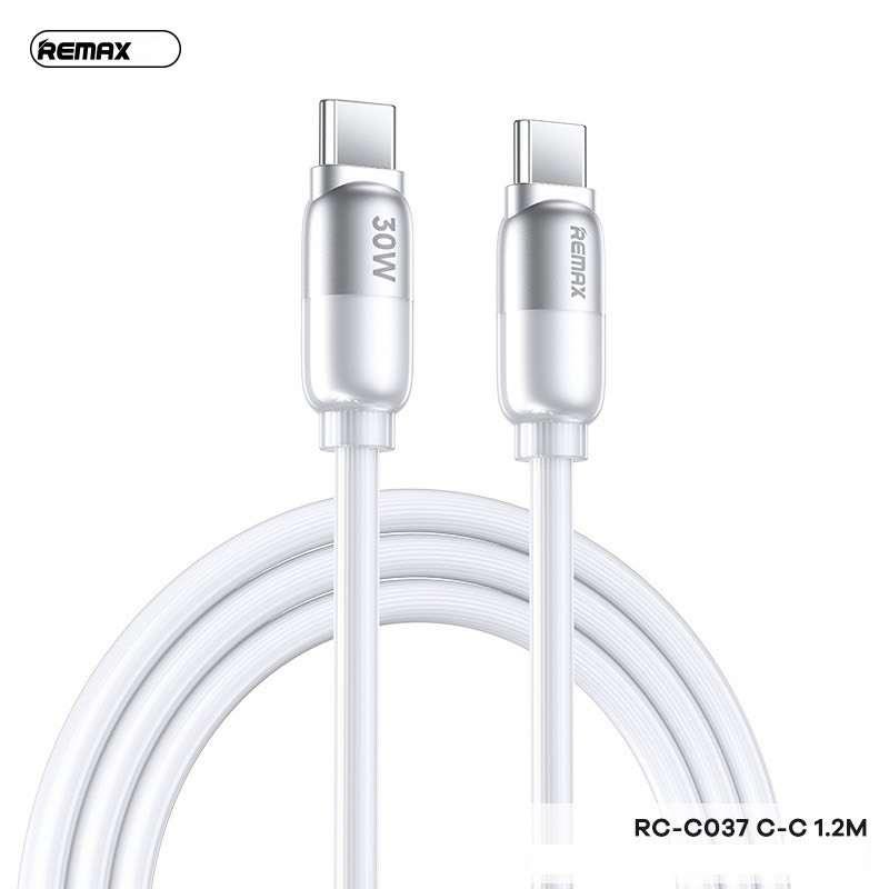 Cáp sạc nhanh 30w REMAX RC-C037 (c-c) 1.2m - 2 đầu type c ra type-c chính hãng [BH 1 năm]