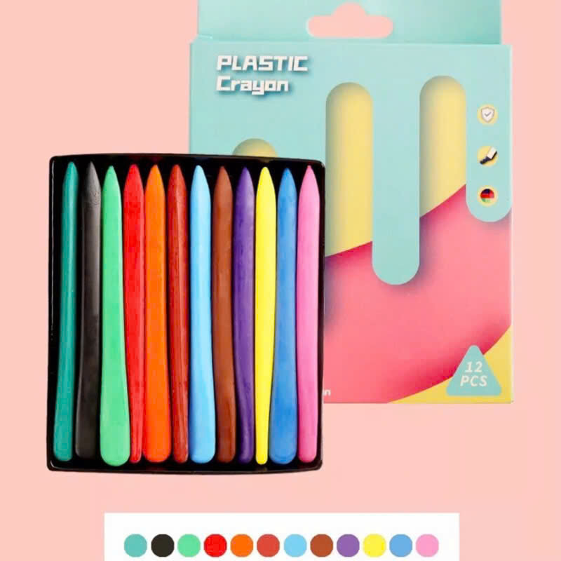 Hộp 12 bút sáp hữu cơ PLASTIC CRAYON an toàn cho bé