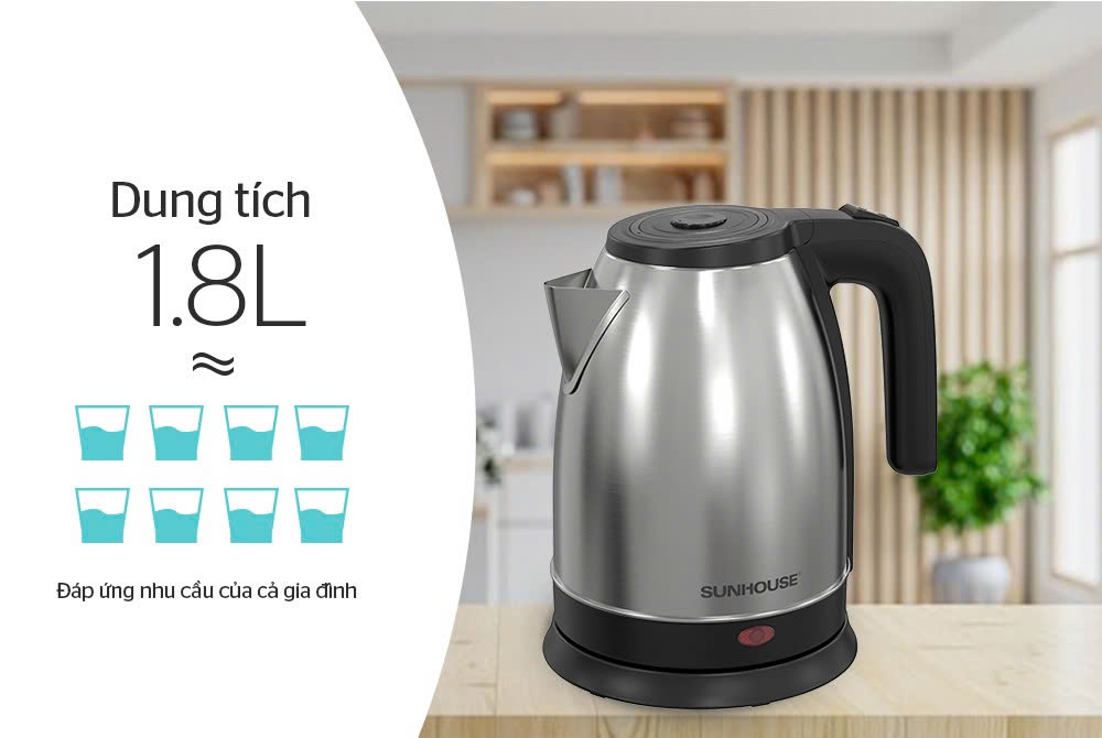 Ấm đun nước siêu tóc SH1183 tay cầm nhựa chiệu nhiệt [BH: 1 THÁNG]